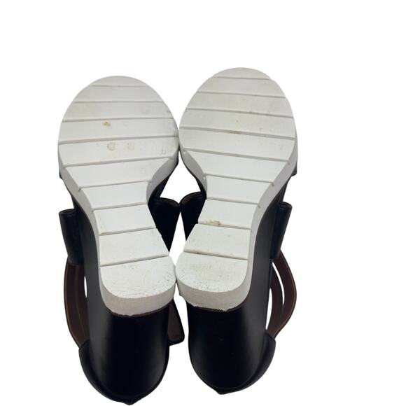 Linea Paolo Elana Black Leather Clear Strap Wedge Sandals Women's Size 6 - Picture 9 of 10